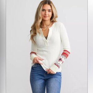 Free People We The Free Mikah Notch Neck Henley Thermal Top Size XS